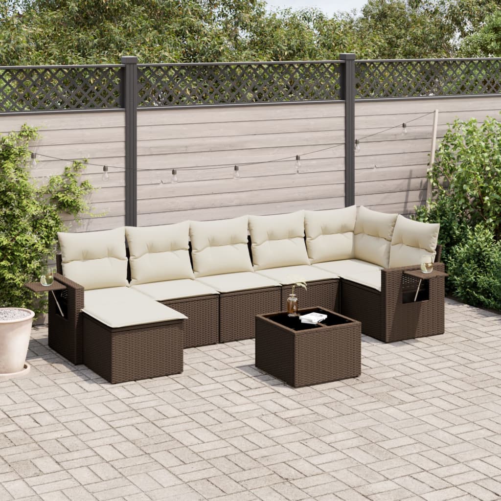 vidaXL 7-delige Loungeset met kussens poly rattan zwart
