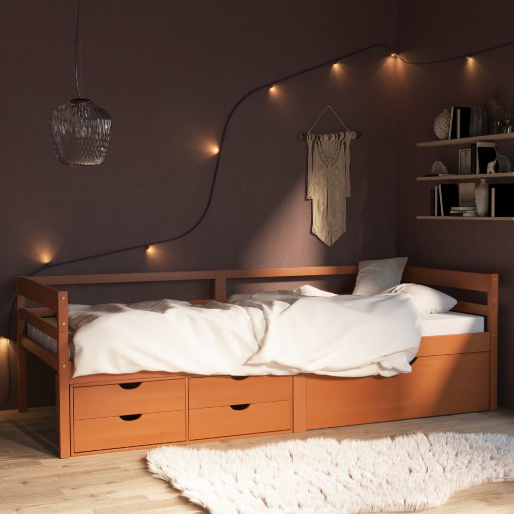 vidaXL Cadre de lit avec des lits et du bois gris honingbruin 90x200 cm