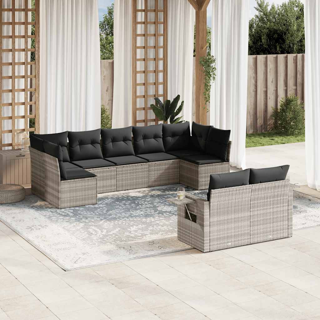 vidaXL 9-delige Loungeset met kussens poly rattan zwart