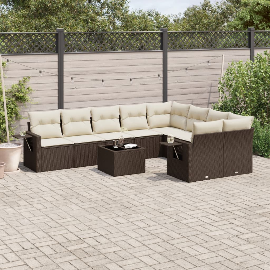 vidaXL 9-delige Loungeset met kussens poly rattan zwart