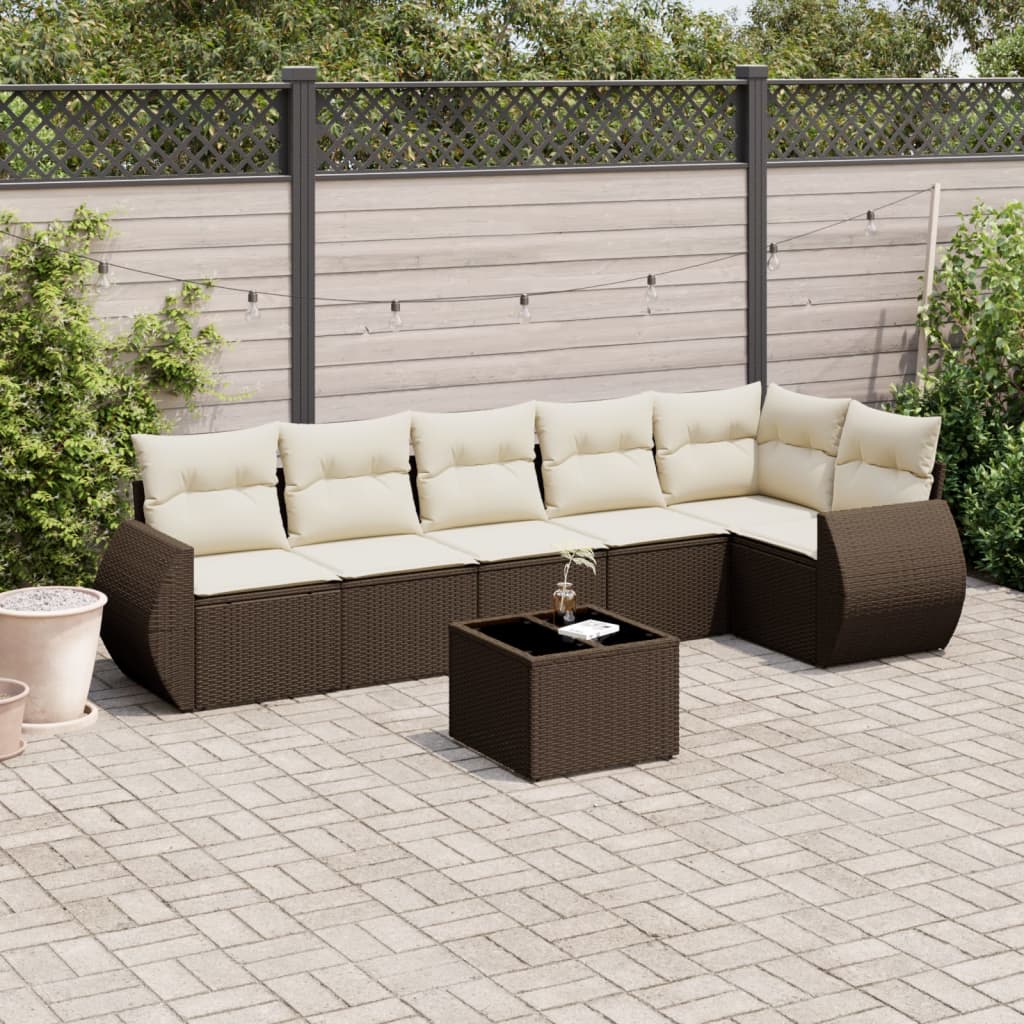 vidaXL 6-delige Loungeset met kussens poly rattan zwart
