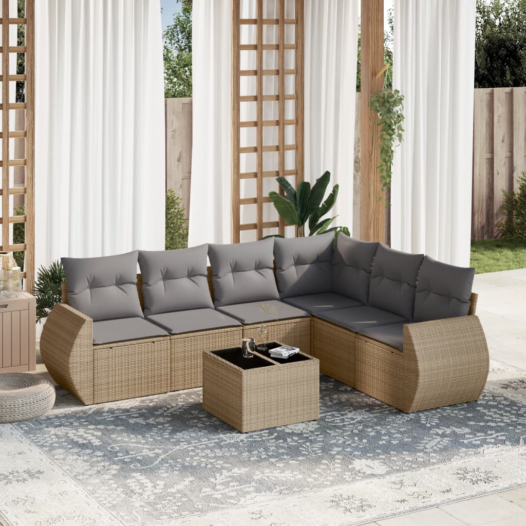 vidaXL 6-delige Loungeset met kussens poly rattan zwart