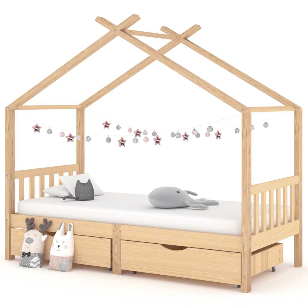 vidaXL Kinderbedframe met lade massief grenenhout 70x140 cm