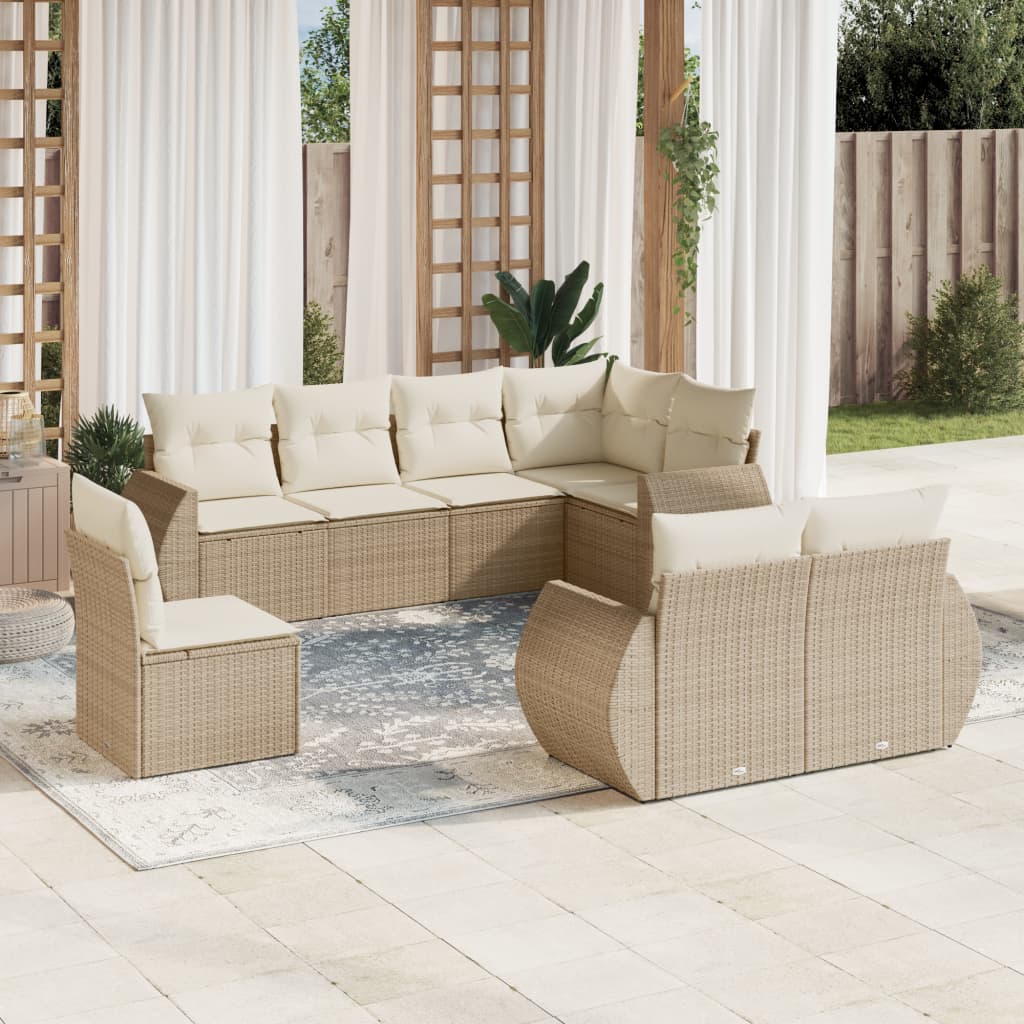 vidaXL 8-delige Loungeset met kussens poly rattan zwart