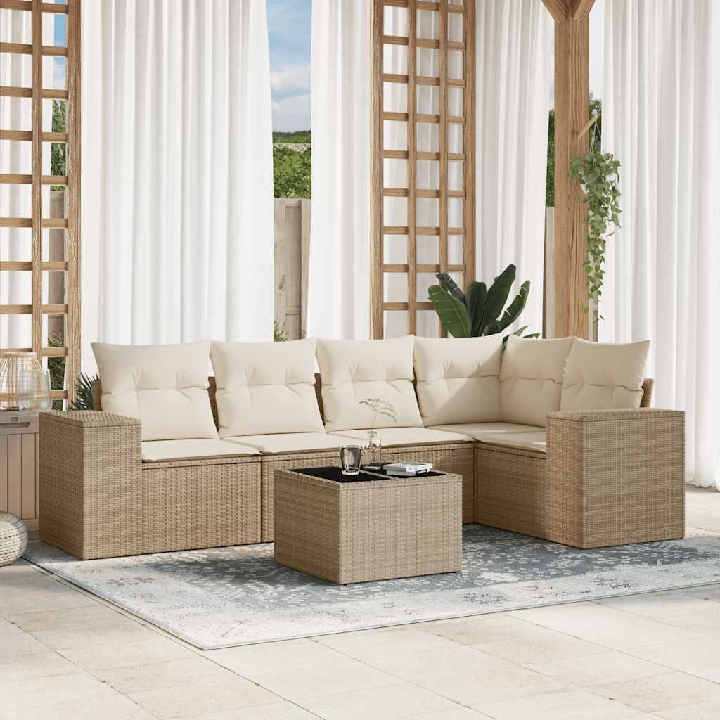 vidaXL 5-delige Loungeset met kussens poly rattan zwart