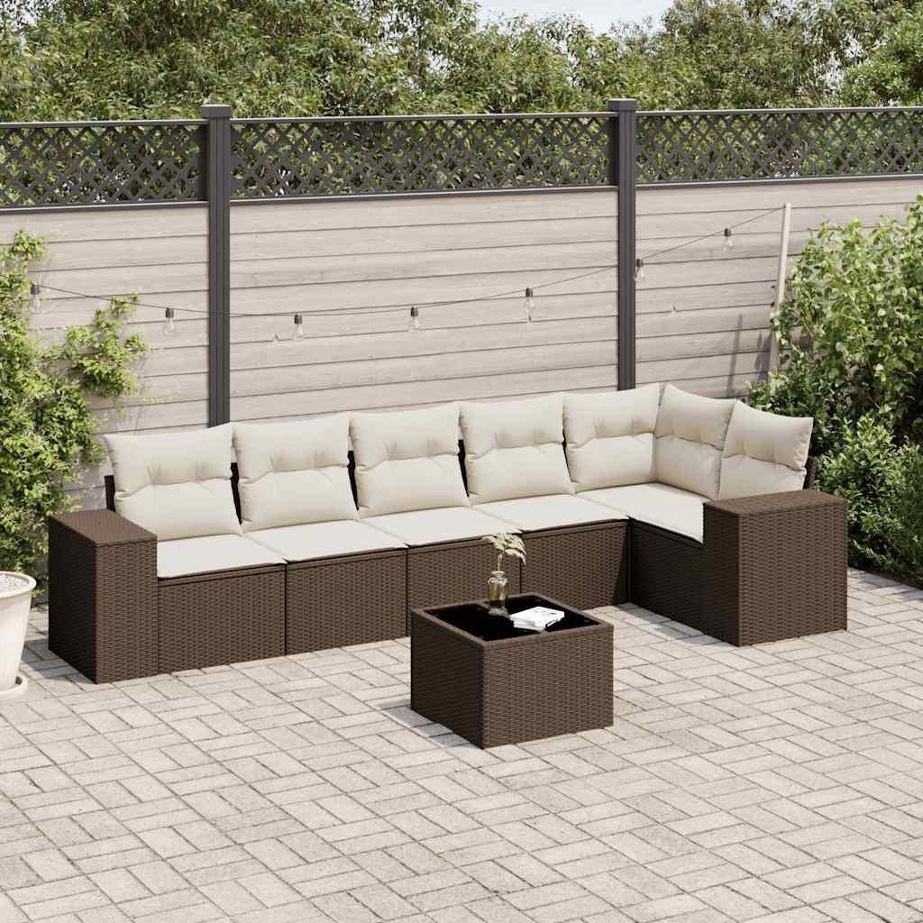 vidaXL 6-delige Loungeset met kussens poly rattan zwart
