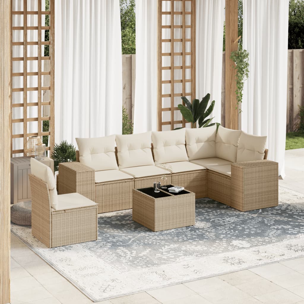 vidaXL 6-delige Loungeset met kussens poly rattan zwart