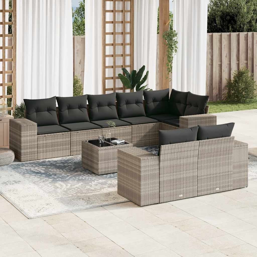 vidaXL 8-delige Loungeset met kussens poly rattan zwart