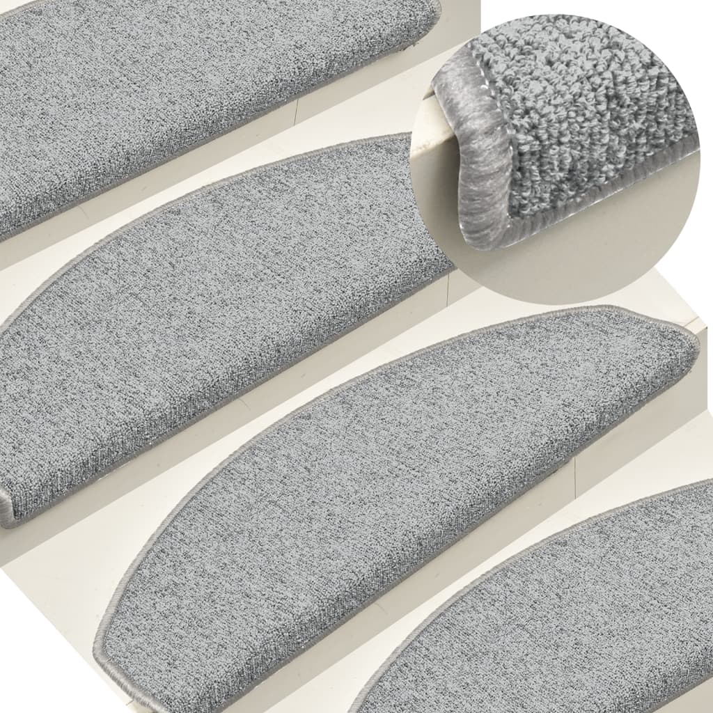 vidaXL Stair Mats 15 pcs 56x17x3 cm Anthracite Half Round