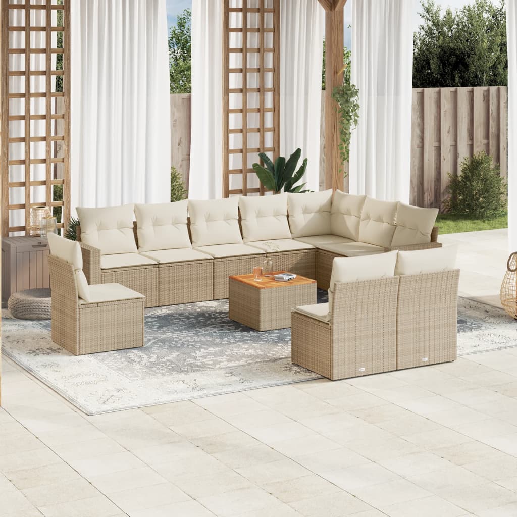 vidaXL 11-Piece Lounge Set with Cushions Poly Rattan Black