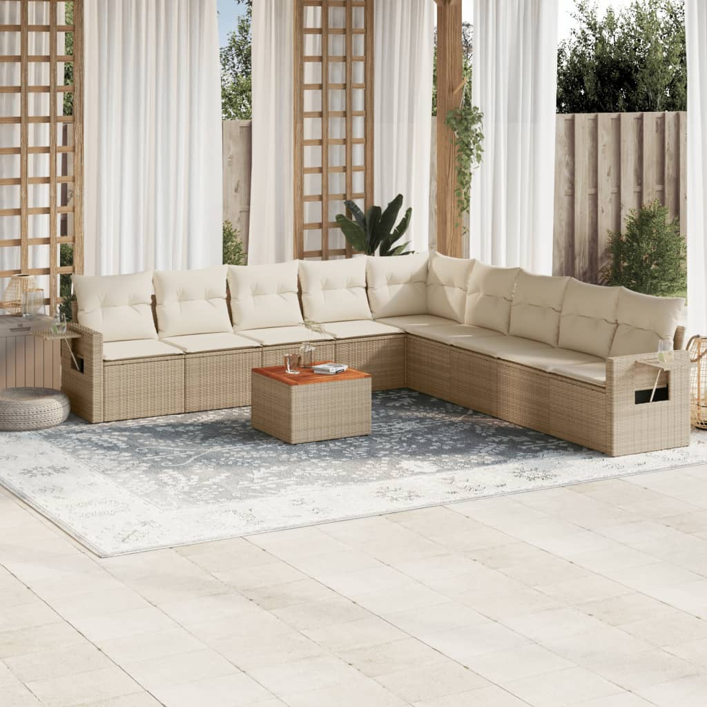 vidaXL 10-piece Lounge Set with Cushions Poly Rattan Black