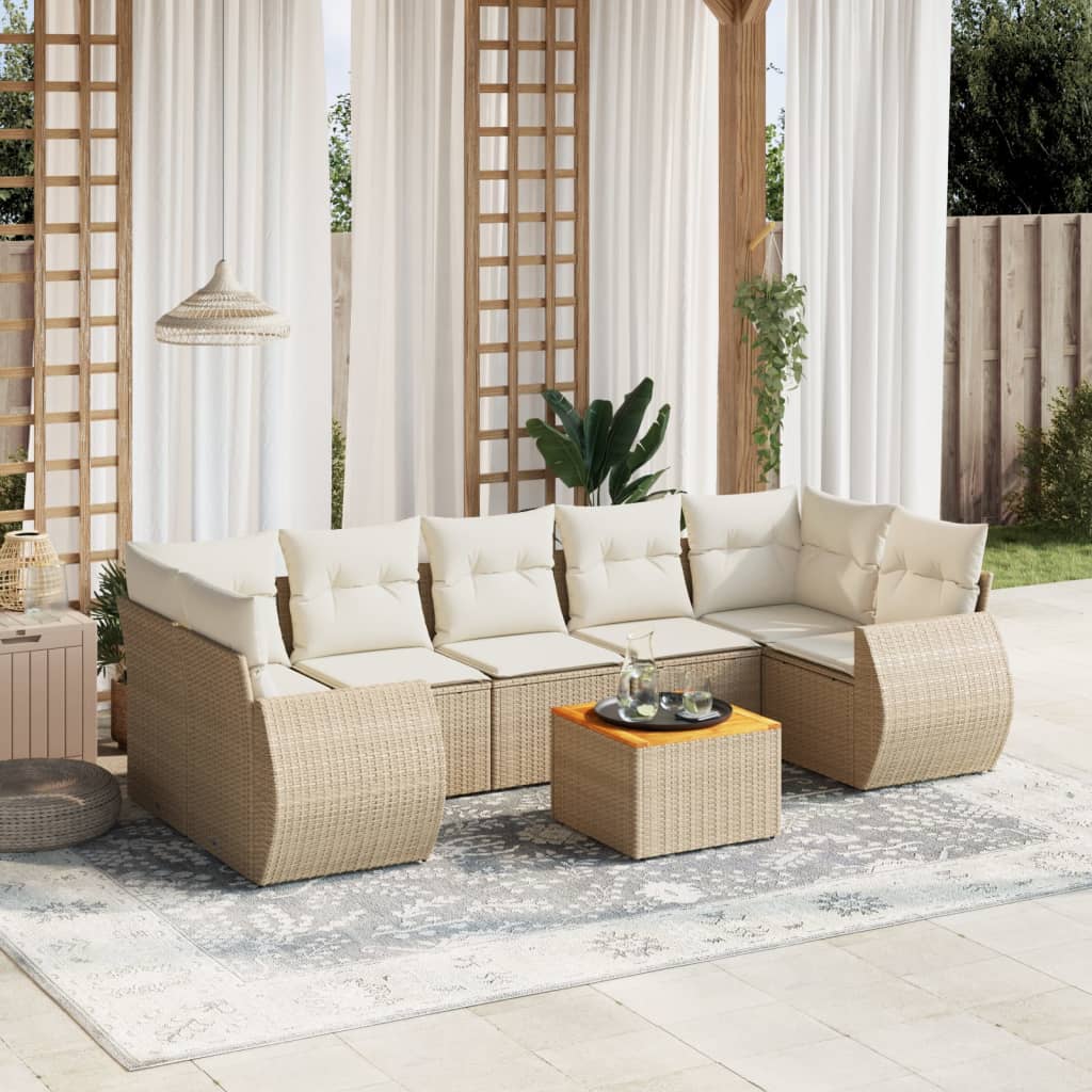 vidaXL 8-delige Loungeset met kussens poly rattan zwart