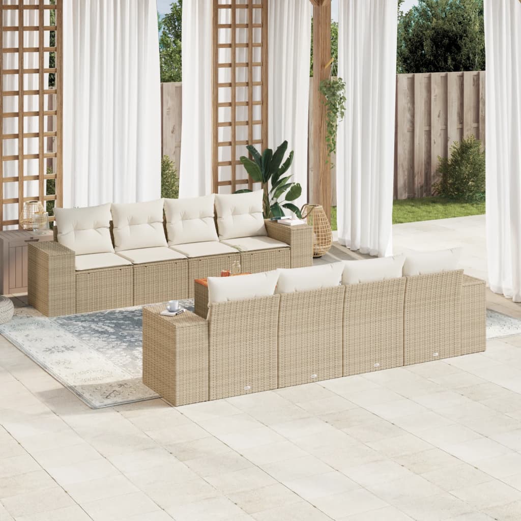 vidaXL 9-delige Loungeset met kussens poly rattan zwart