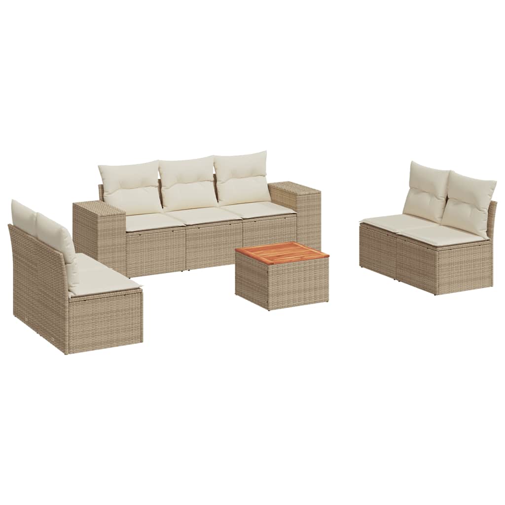 vidaXL 8-Piece Poly Rattan Lounge Set with Cushions Black