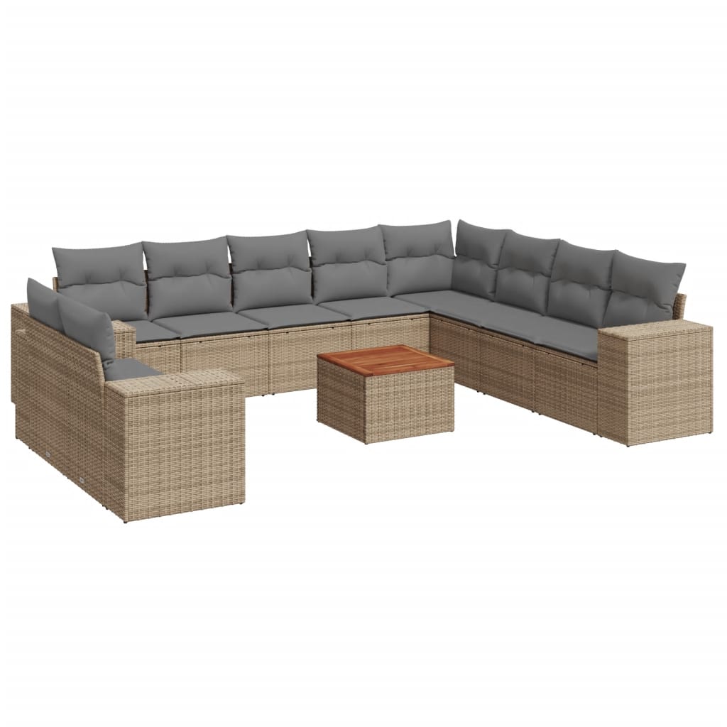 vidaXL 11-delige Loungeset met kussens poly rattan zwart