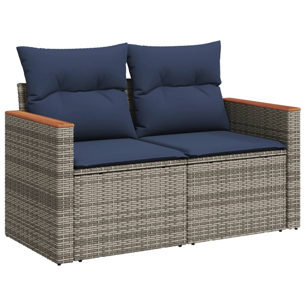 vidaXL 8-piece Garden Sofa Set with Cushions, Black Poly Rattan