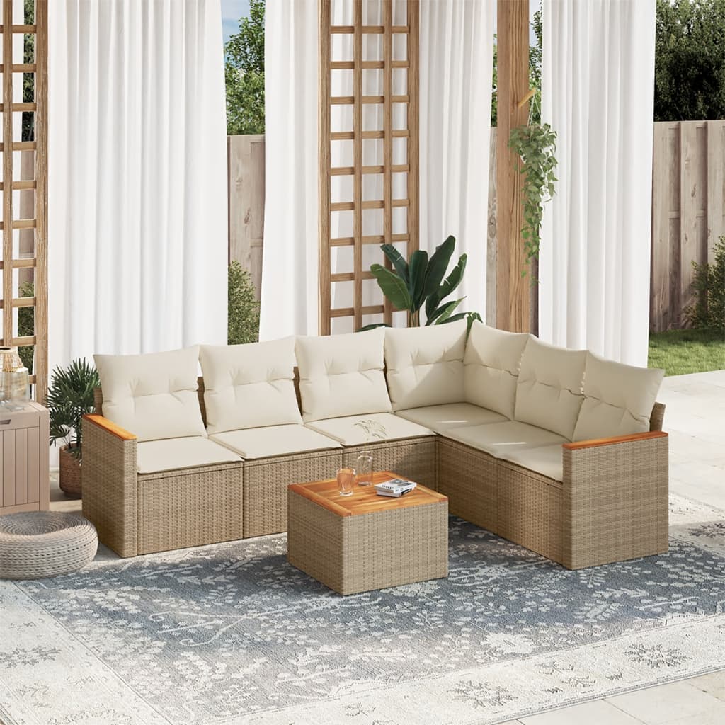 vidaXL 6-delige Loungeset met kussens poly rattan zwart