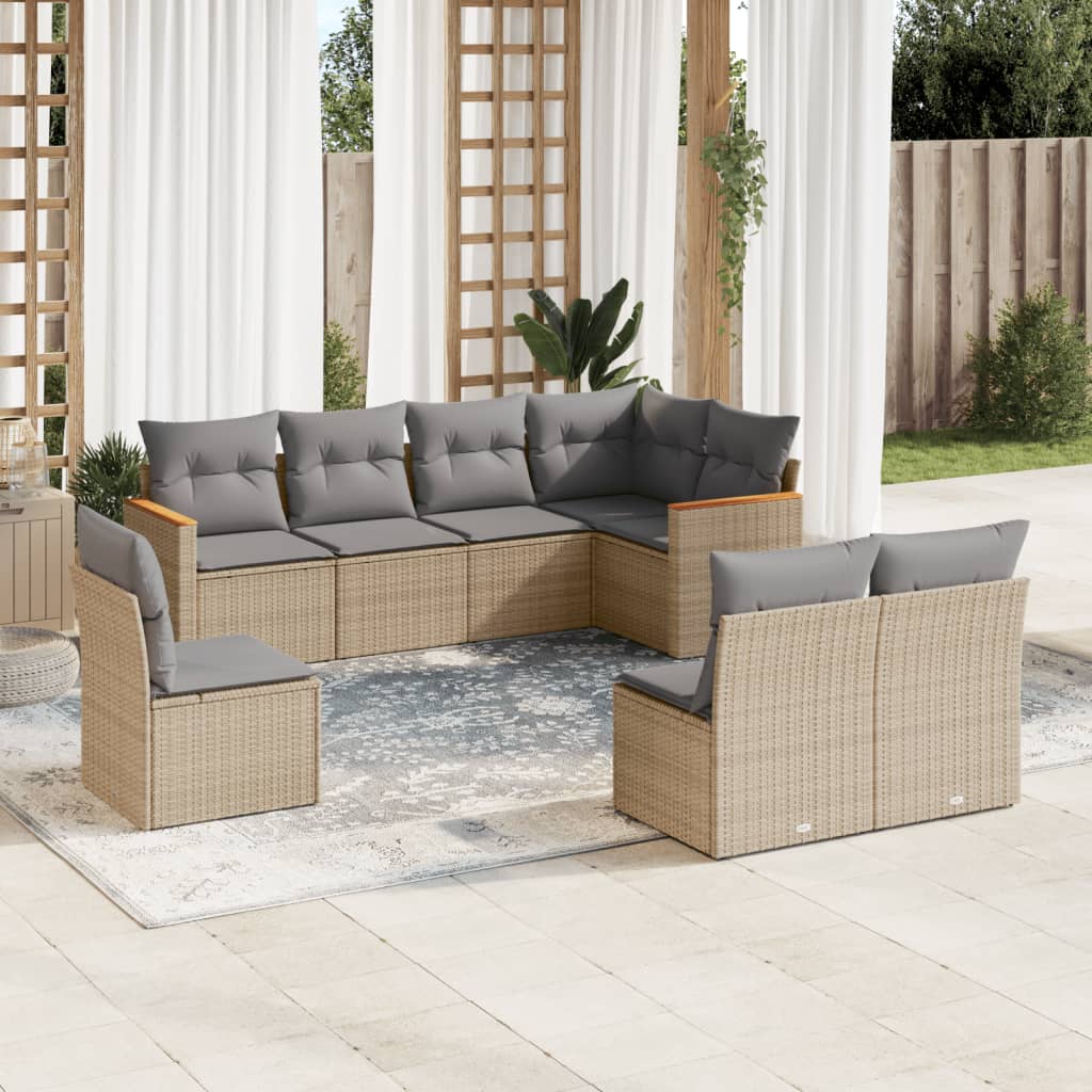 vidaXL 8-delige Loungeset met kussens poly rattan zwart