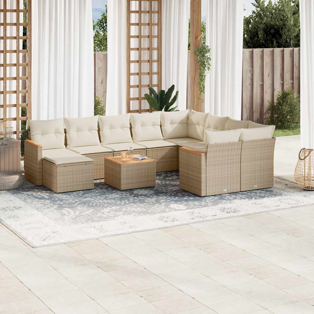vidaXL 11-delige Loungeset met kussens poly rattan zwart