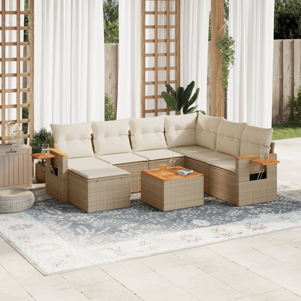 vidaXL 7-delige Loungeset met kussens poly rattan zwart