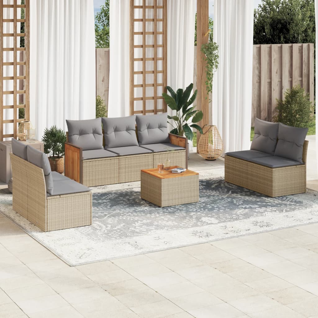 vidaXL 7-Piece Lounge Set with Cushions Poly Rattan Black