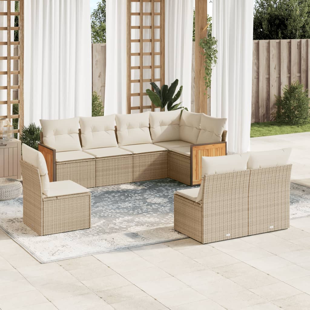 vidaXL 8-piece Lounge Set with Cushions Poly Rattan Black