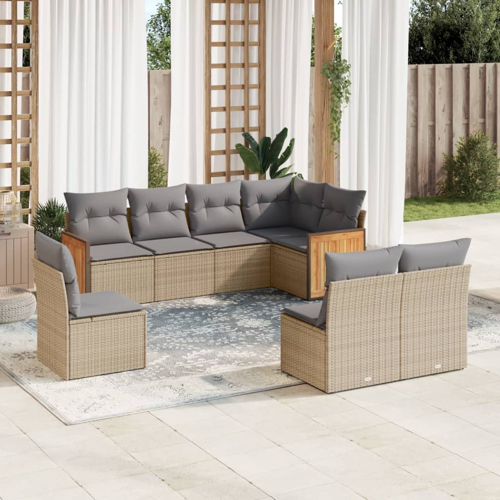 vidaXL 8-piece Lounge Set with Cushions Poly Rattan Black