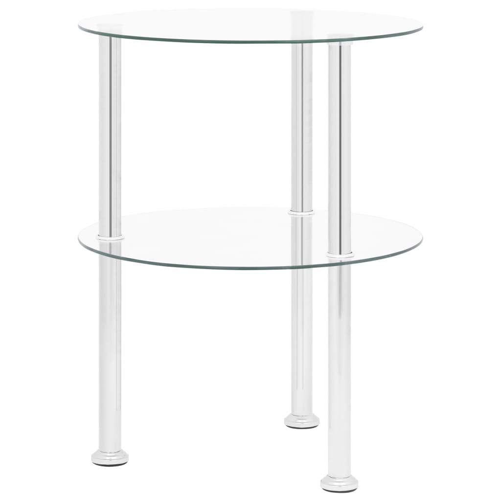 vidaXL Bijzettafel 2-laags 38x38x50 cm gehard glas transparant