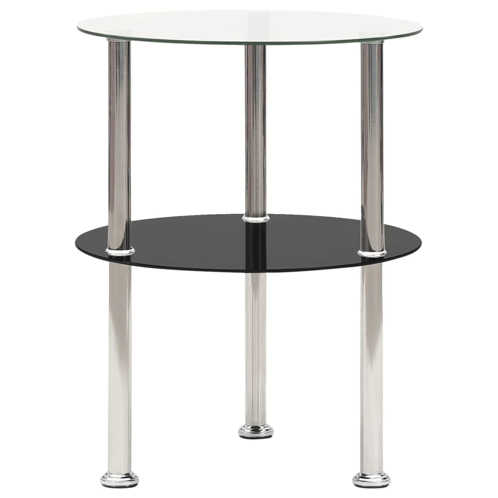 vidaXL Bijzettafel 2-laags 38x38x50 cm gehard glas transparant