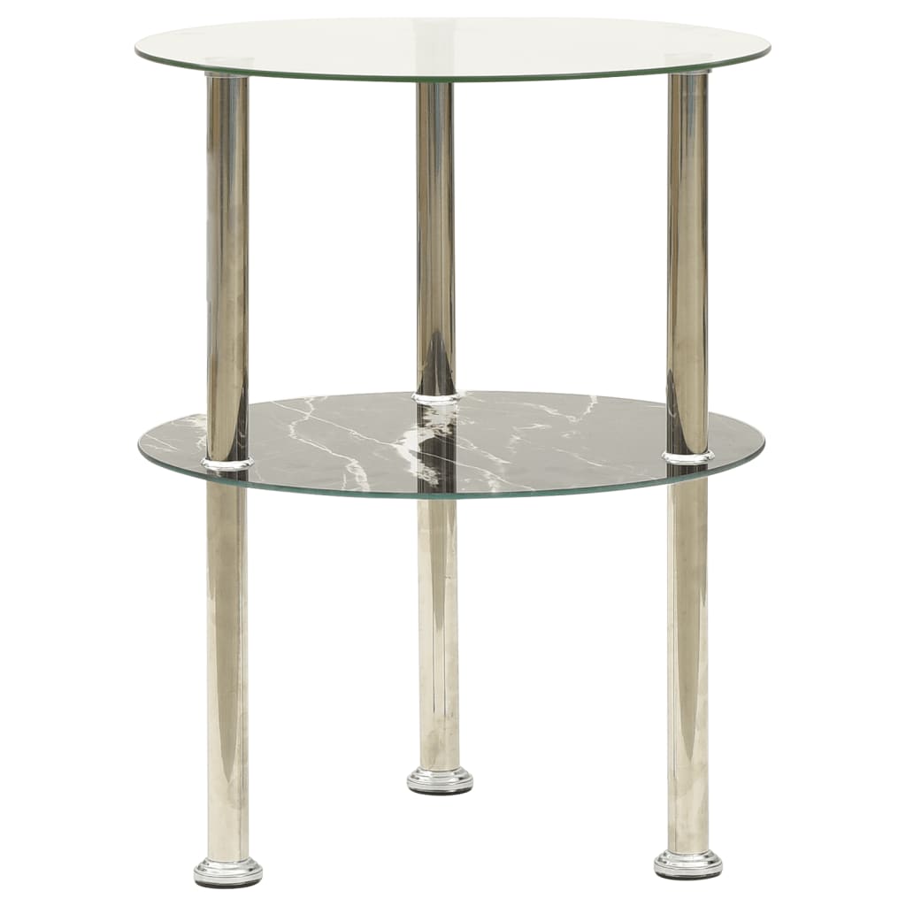 vidaXL Bijzettafel 2-laags 38x38x50 cm gehard glas transparant