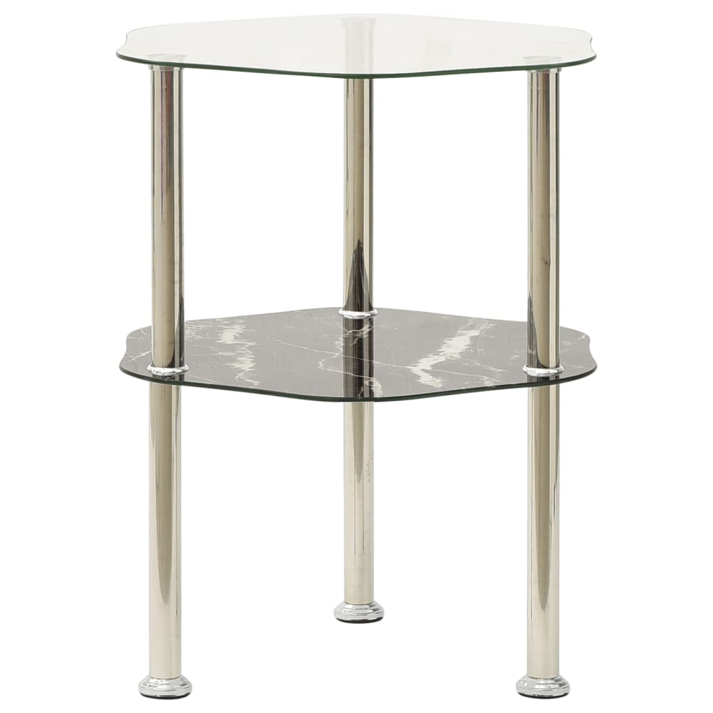 vidaXL Bijzettafel 2-laags 38x38x50 cm gehard glas transparant