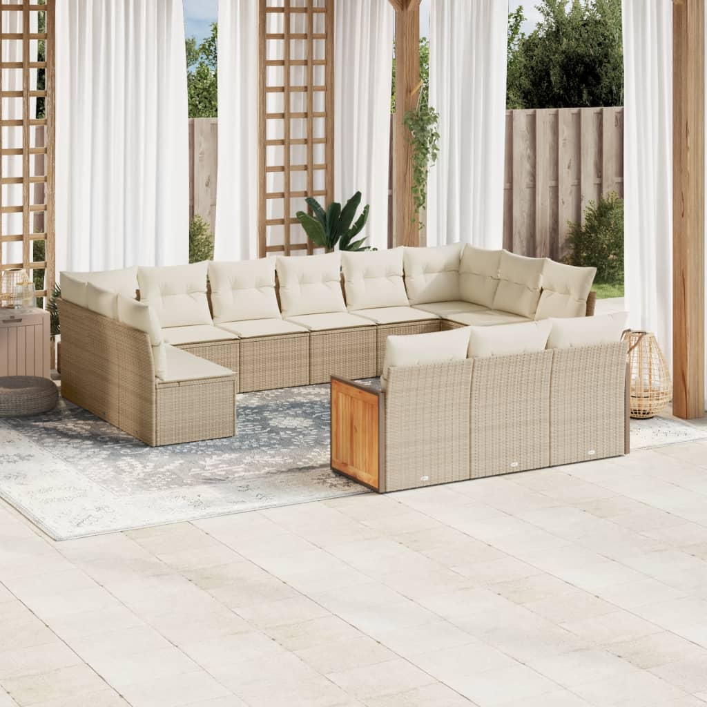 vidaXL 13-delige Loungeset met kussens poly rattan zwart