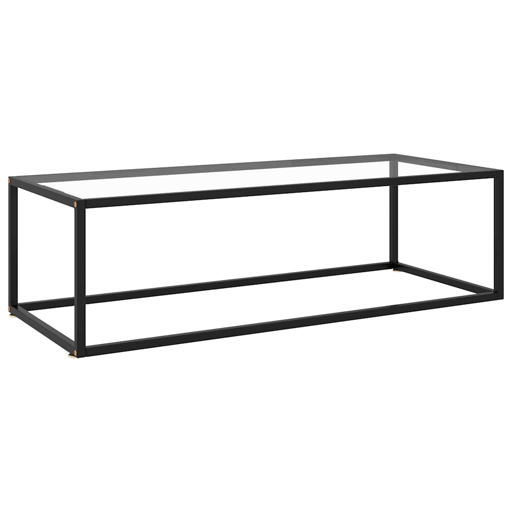 vidaXL Salontafel met gehard glas 60x60x35 cm zwart