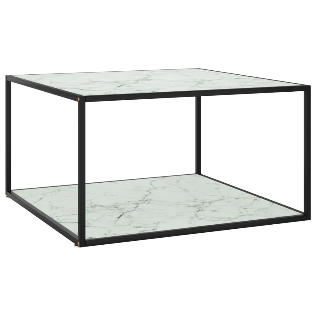 vidaXL Salontafel met gehard glas 60x60x35 cm zwart