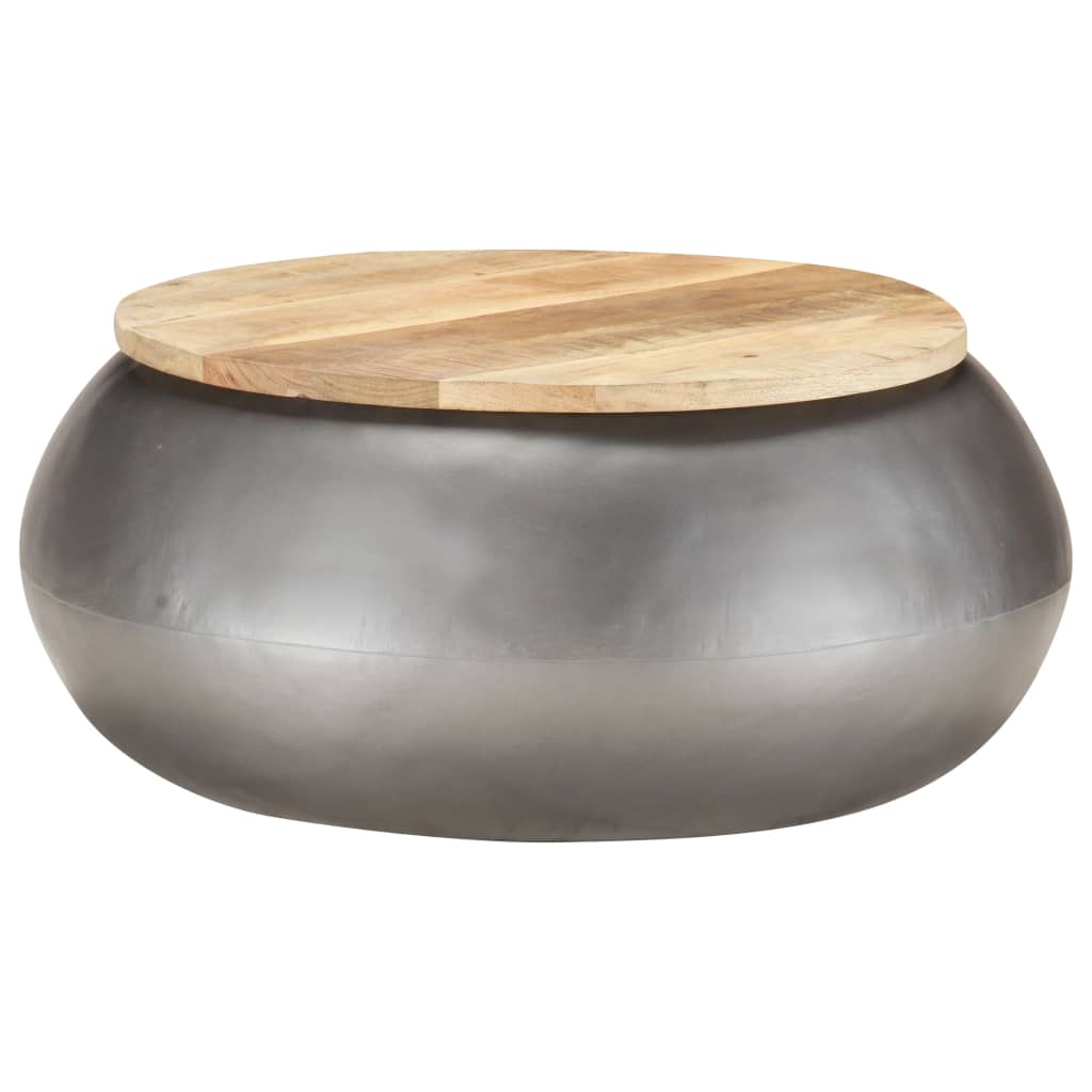 vidaXL Salontafel 68x68x30 cm massief mangohout grijs