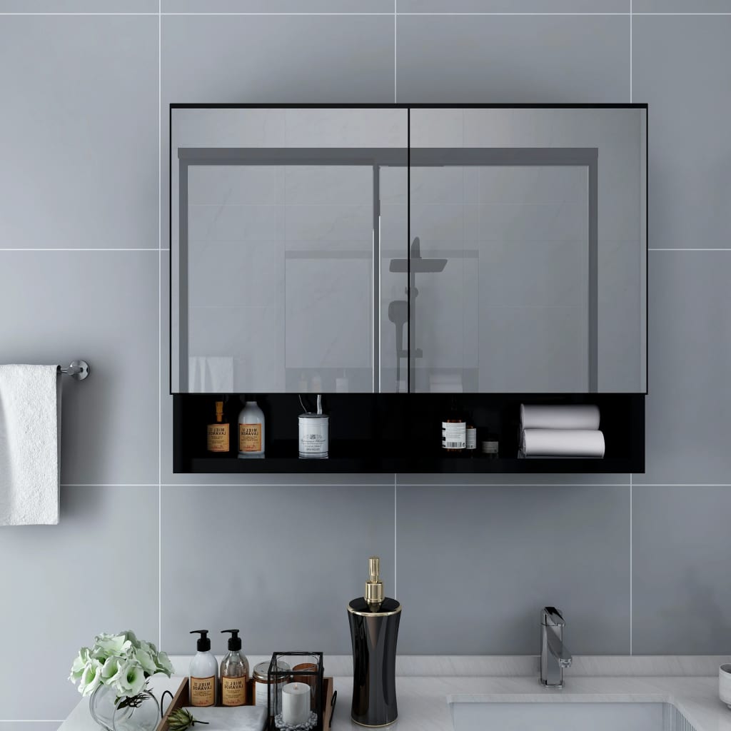 vidaXL Badkamerspiegelkast LED 80x15x60 cm MDF wit