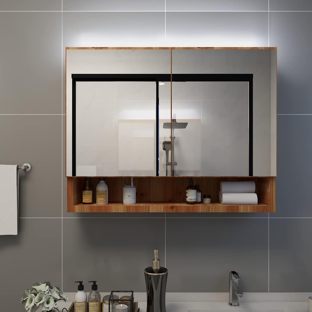 vidaXL Badkamerspiegelkast LED 80x15x60 cm MDF wit