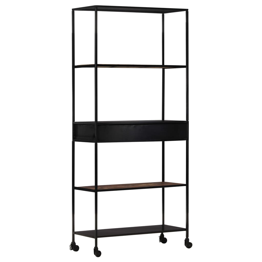 vidaXL Bookshelf 80x35x180 cm rough mango wood and iron