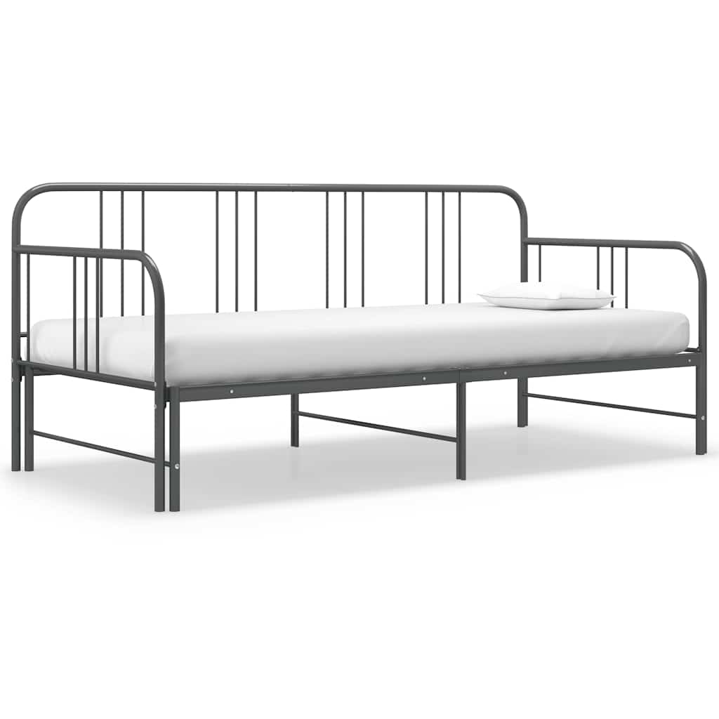 vidaXL Slaapbank uittrekbaar metaal zwart 90x200 cm