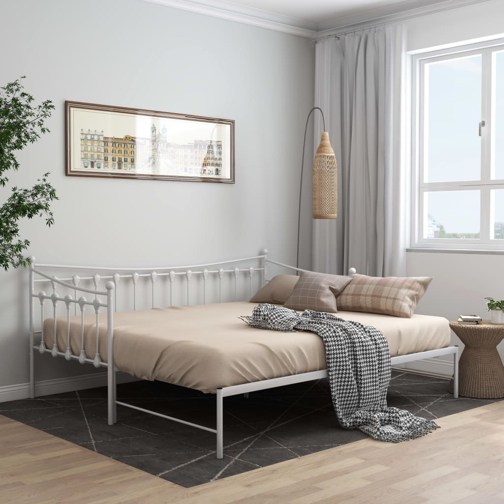 vidaXL Slaapbank uittrekbaar metaal zwart 90x200 cm