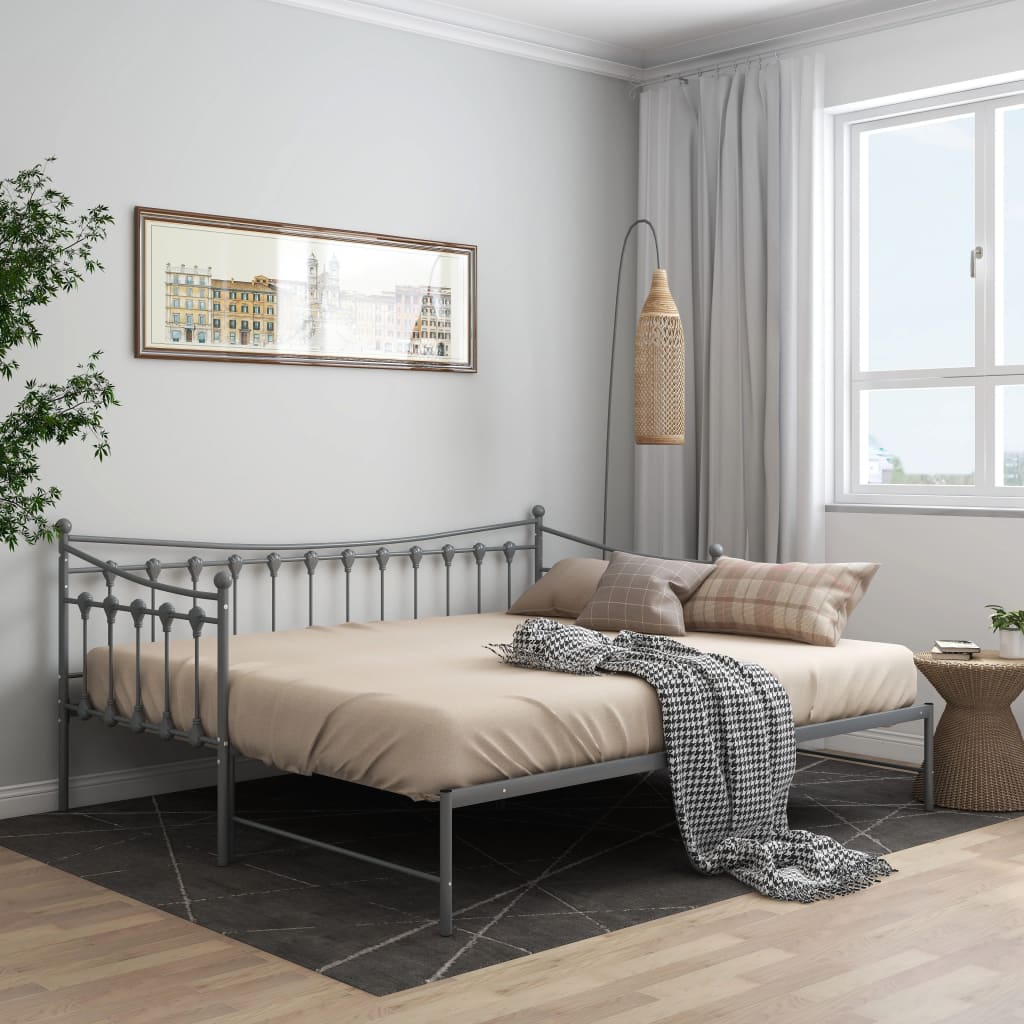 vidaXL Slaapbank uittrekbaar metaal zwart 90x200 cm