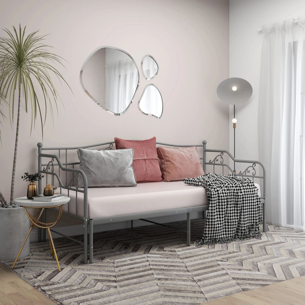 vidaXL Slaapbank uittrekbaar metaal zwart 90x200 cm