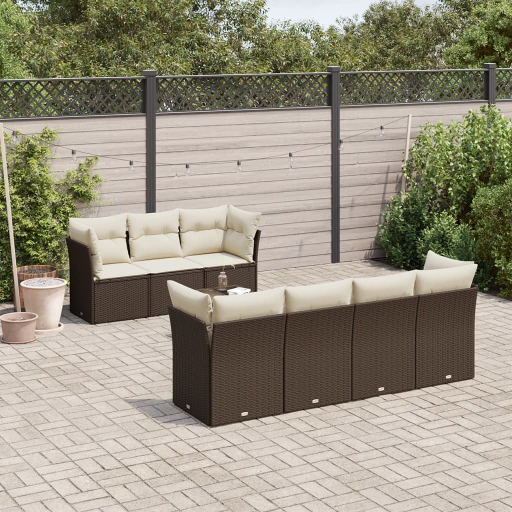 vidaXL 8-piece Lounge Set with Cushions Poly Rattan Black