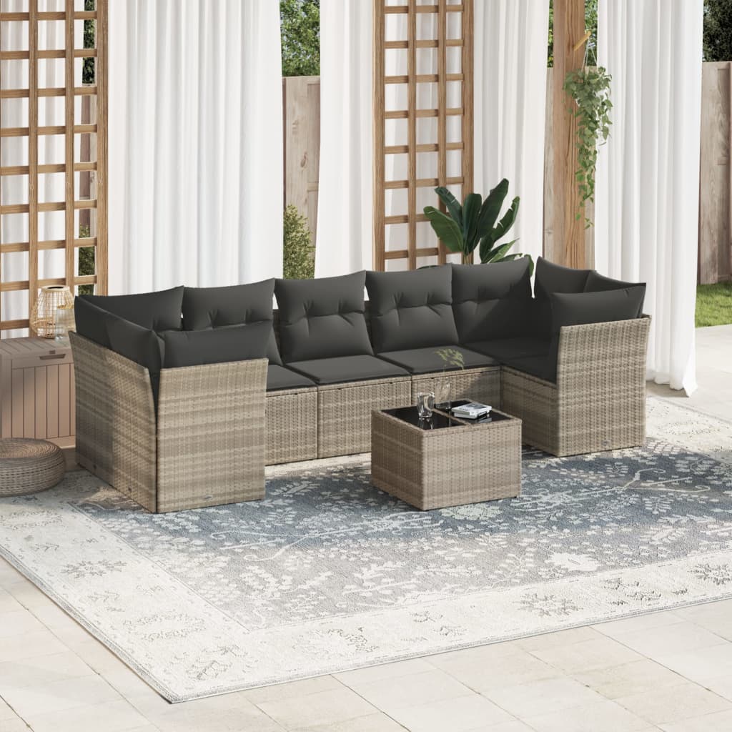 vidaXL 8-piece Lounge Set with Cushions Poly Rattan Black