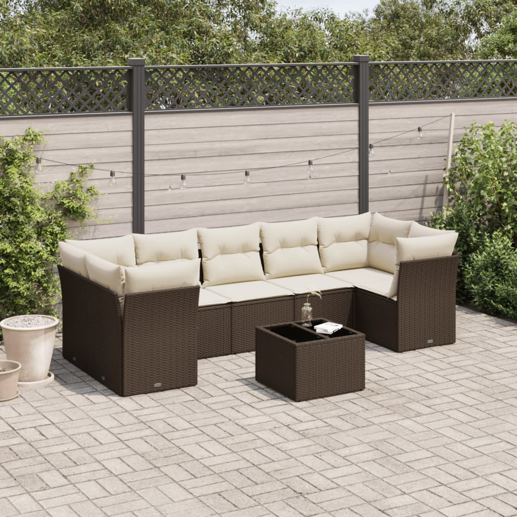 vidaXL 8-piece Lounge Set with Cushions Poly Rattan Black