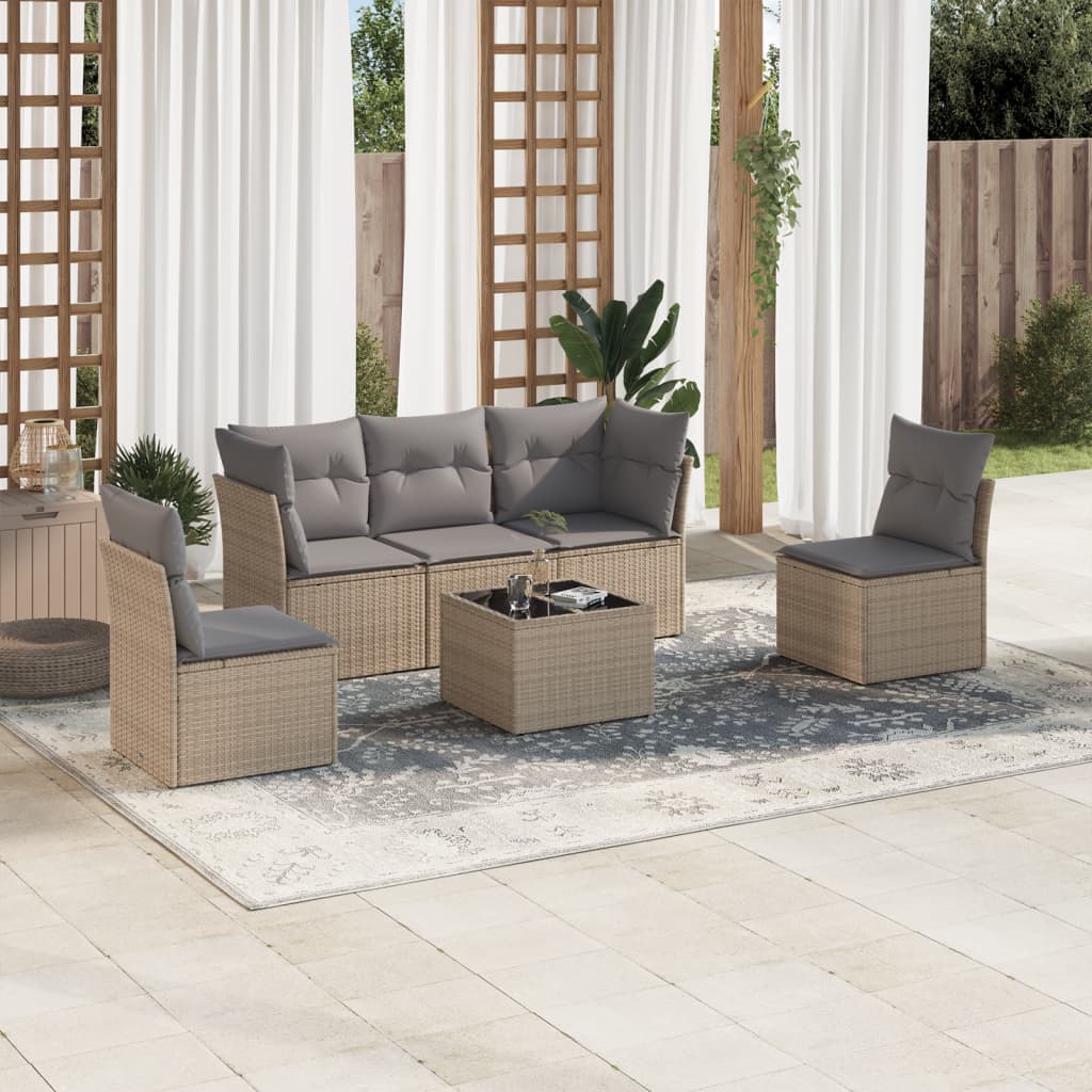 vidaXL 5-piece Lounge Set with Cushions Poly Rattan Black