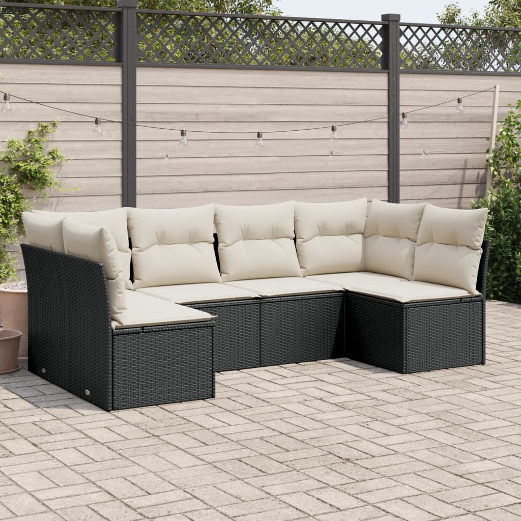 vidaXL 6-Piece Lounge Set with Cushions Poly Rattan Black