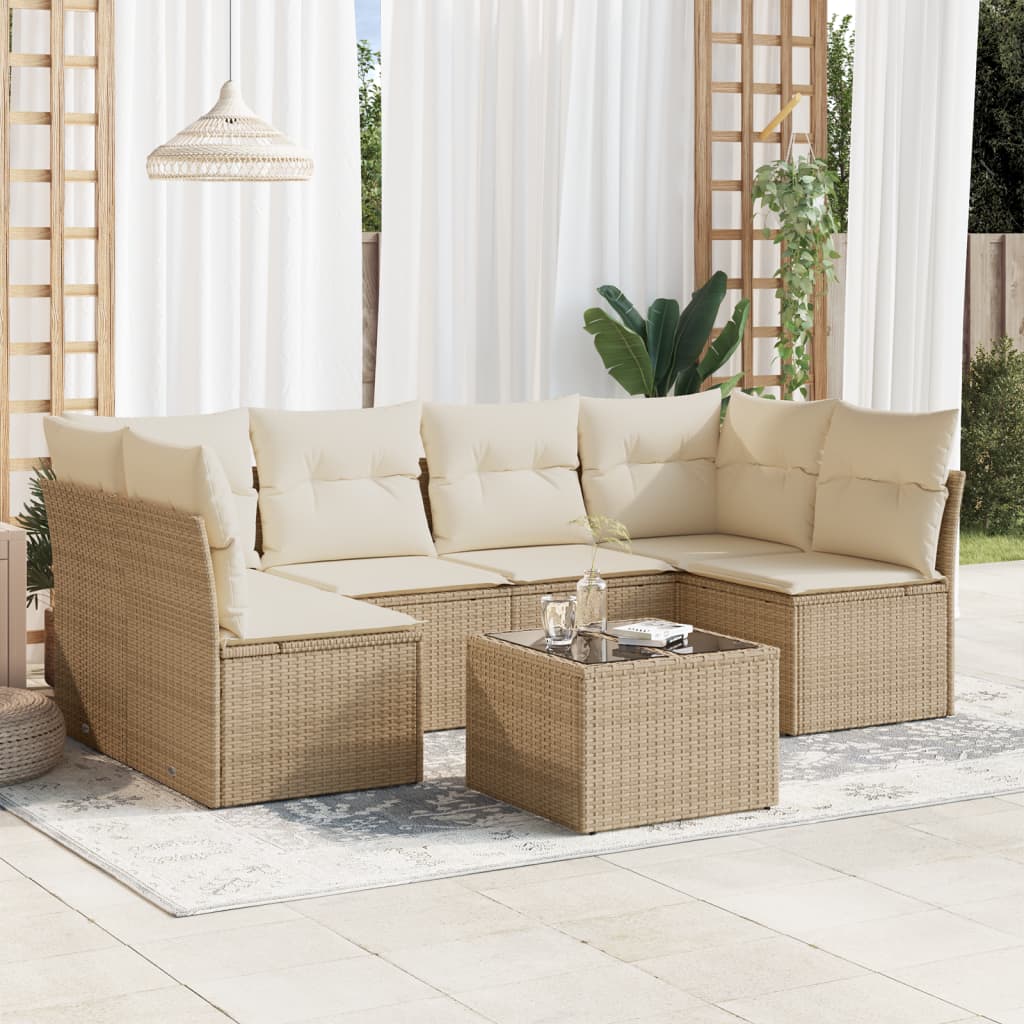 vidaXL 6-Piece Lounge Set with Cushions Poly Rattan Black