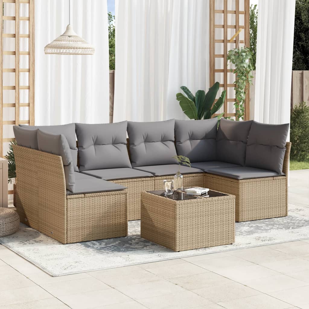 vidaXL 6-Piece Lounge Set with Cushions Poly Rattan Black