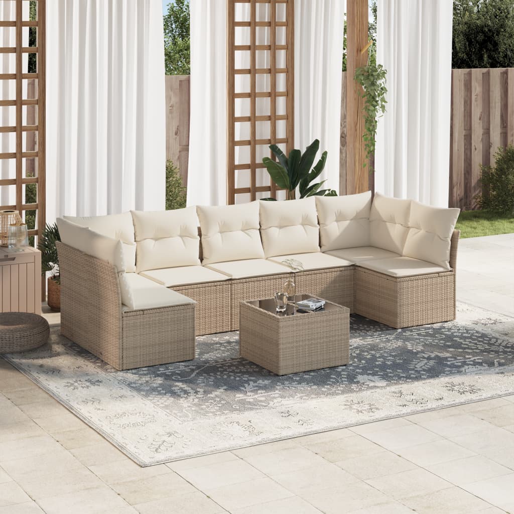 vidaXL 7-Piece Lounge Set with Cushions Poly Rattan Black